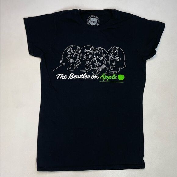 The Beatles Tops - The Beatles On Apple Graphic T-shirt Women XS Black Short Sleeve Music